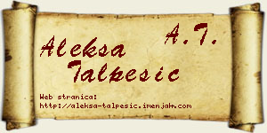 Aleksa Talpešić vizit kartica